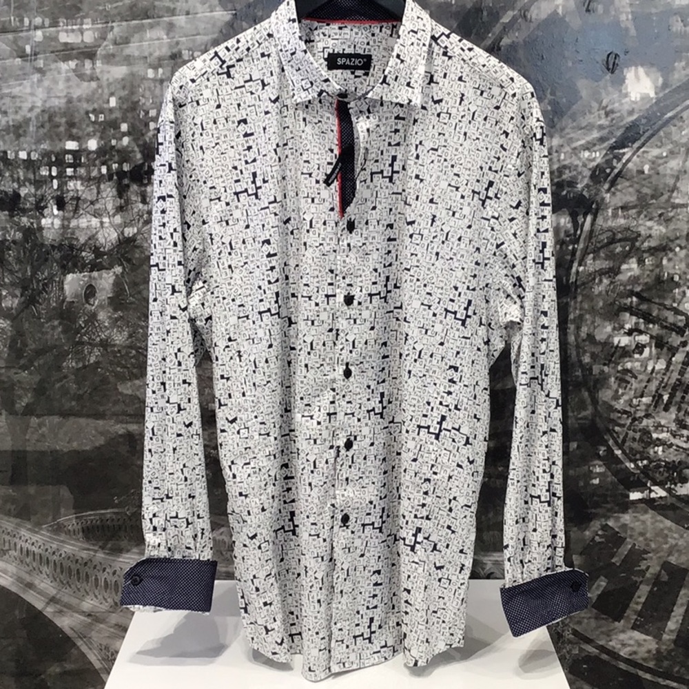SPAZIO Scrabble Mens Dress Shirt